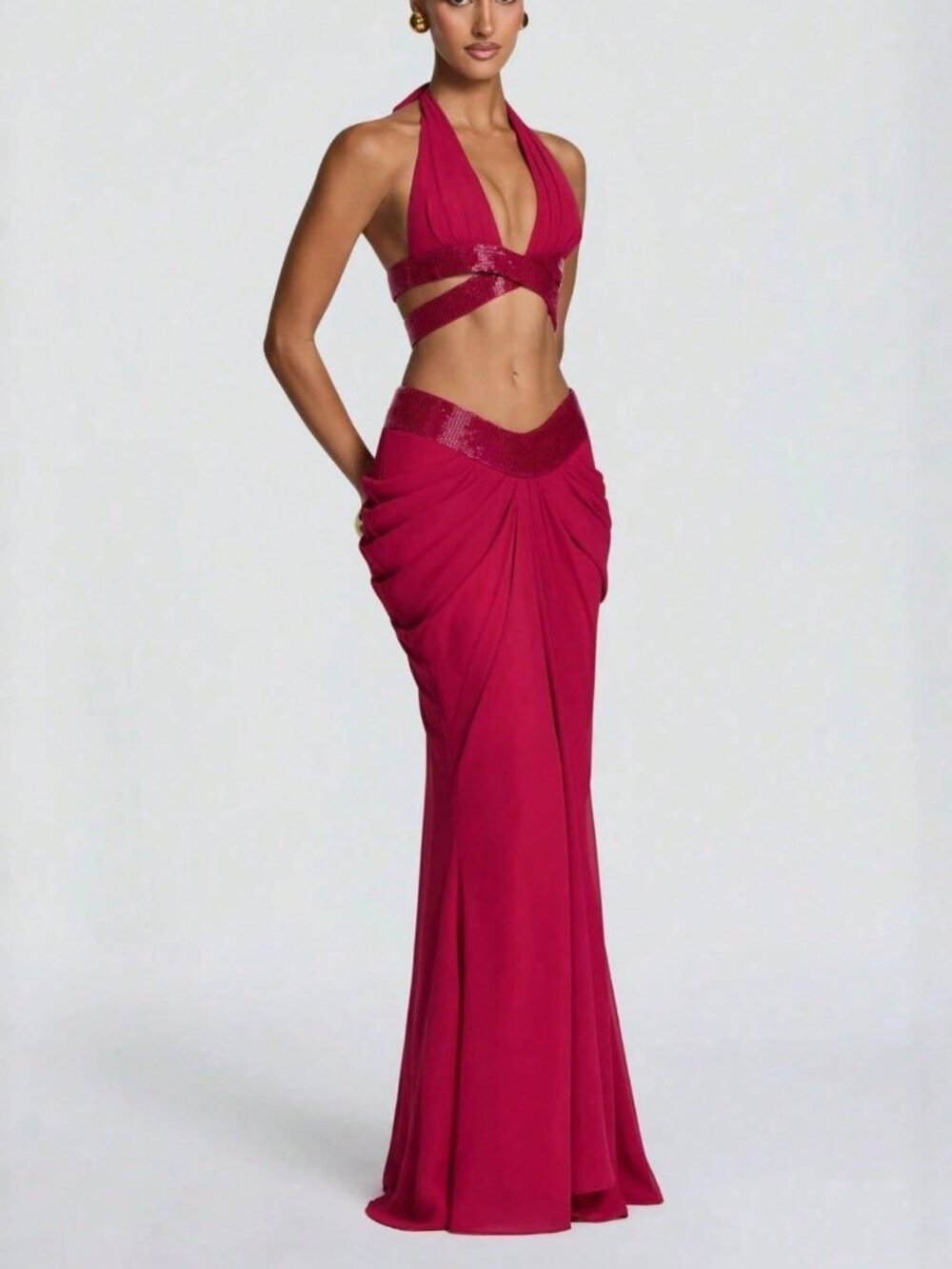 Red Sexy Women's Two Piece Sets